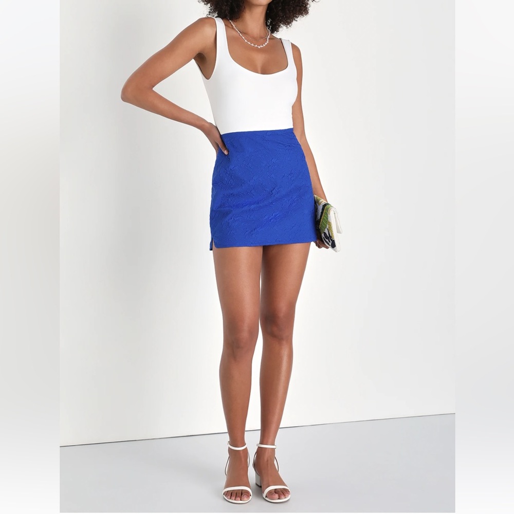 Lulus Stylish Summer Cobalt Blue Textured Bodycon Mini Skirt